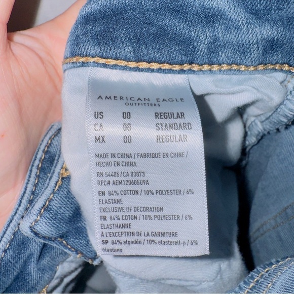 American Eagle Medium Wash Denim Super Hi Rise Jegging Jean size 00 - Picture 5 of 7